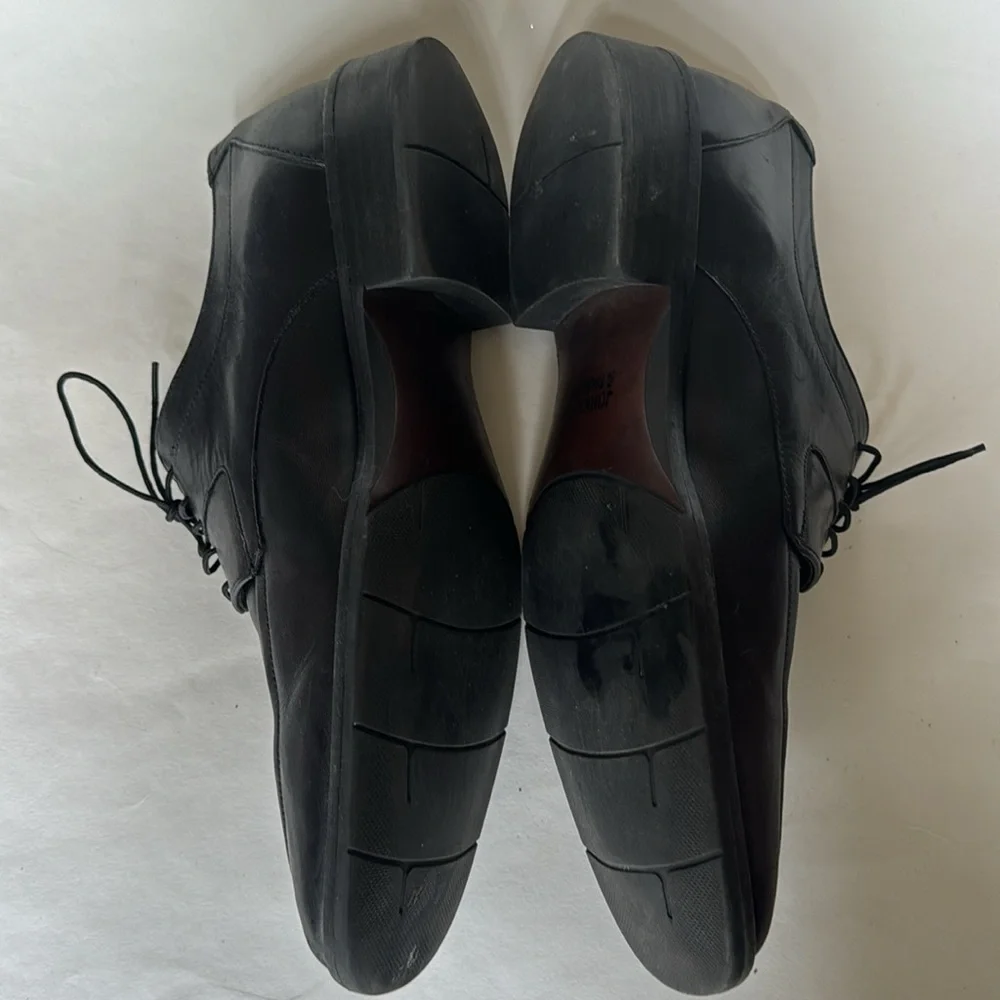 JOHNSTON & MURPHY Black Leather Lace up Dress Shoes 59 11557 $185 EUC